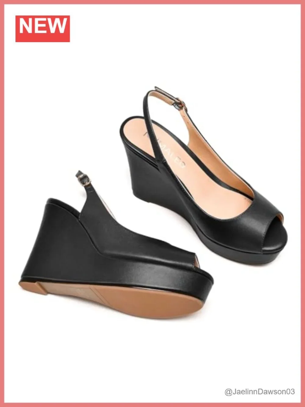 Womens Wedge Heels Platform Peep Toe Pumps Faux Leather Slingback Buckle